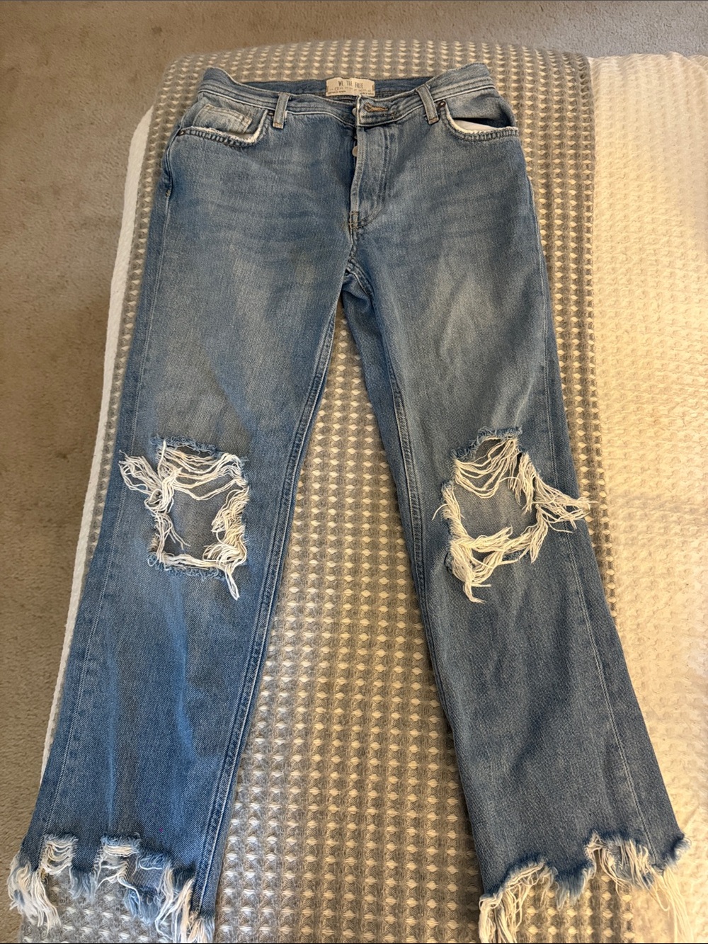 Free People Light Blue Distressed Jeans